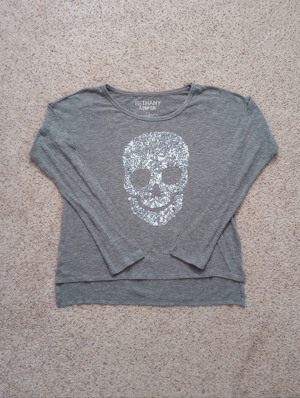 Bethany Mota Sequin Skull Long Sleeve 💀 October Spooky Halloween  Medium